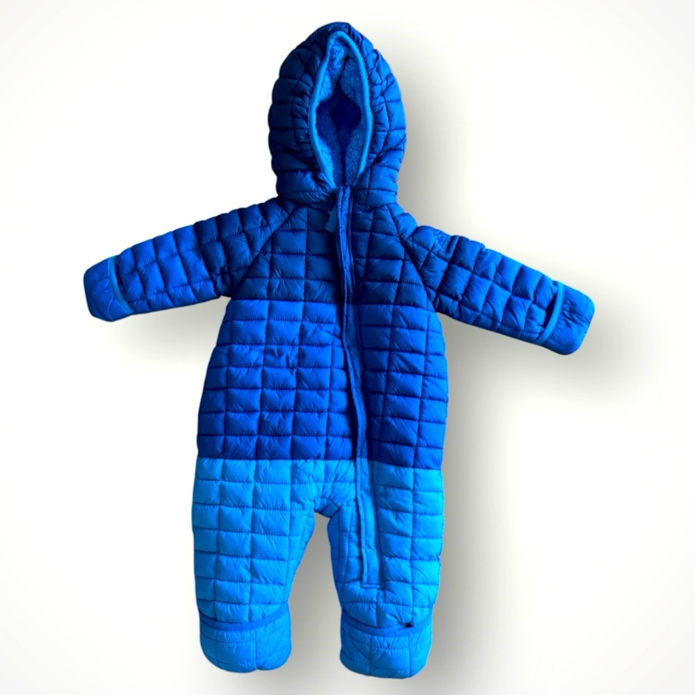 Snozu Blue Fleece Lined Quilted One Piece Infant Snowsuit Size 9/12 Months